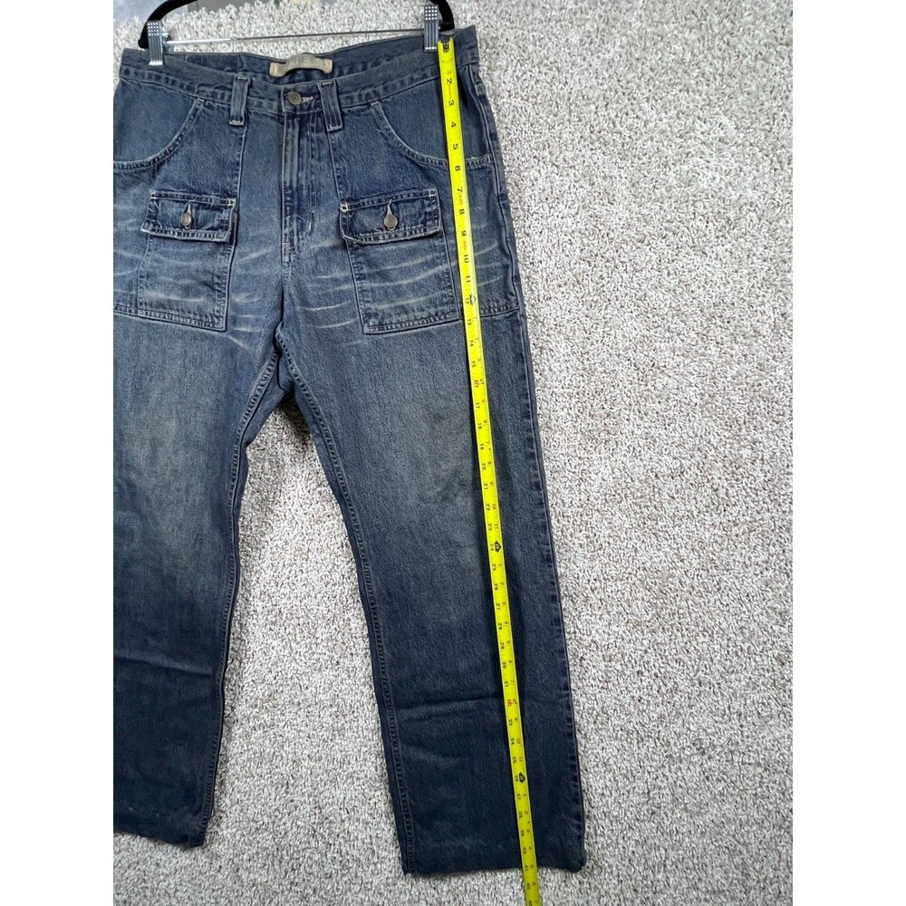 Express Precision Fit Men Jeans 34x32 Relaxed Straight Cargo Style Medium Wash D - Picture 5 of 10